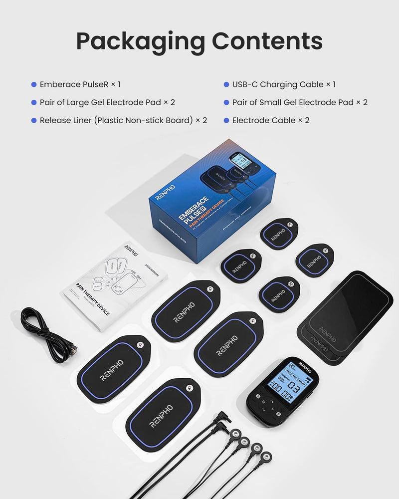 RENPHO TENS Unit Muscle Stimulator, 60 Programs EMS Unit for Back Pain Relief, Rechargeable TENS Machine with 20 Intensities, Muscle Growth Massager for Sciatica Shoulder Neck 8 Electrodes Pads
