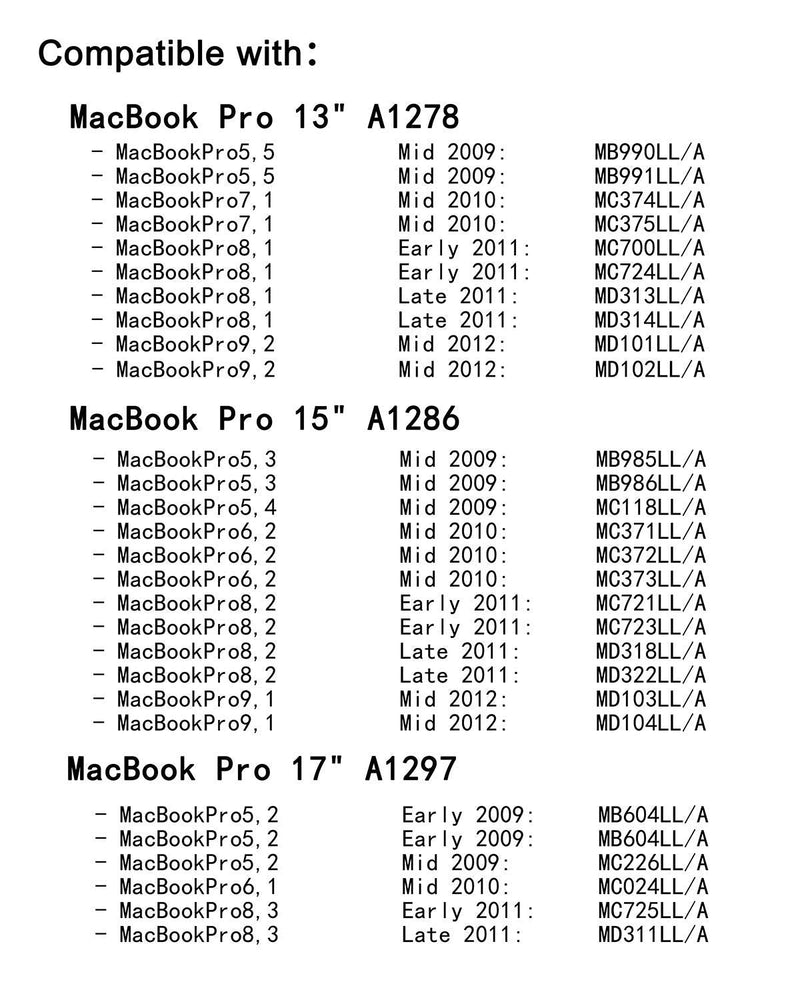Replacement Screws 10 Sets for MacBook Pro 13" 15" 17" A1278 A1286 A1297 2009-2012, 10 PCs Bottom Back Case Cover Computer PC Screw