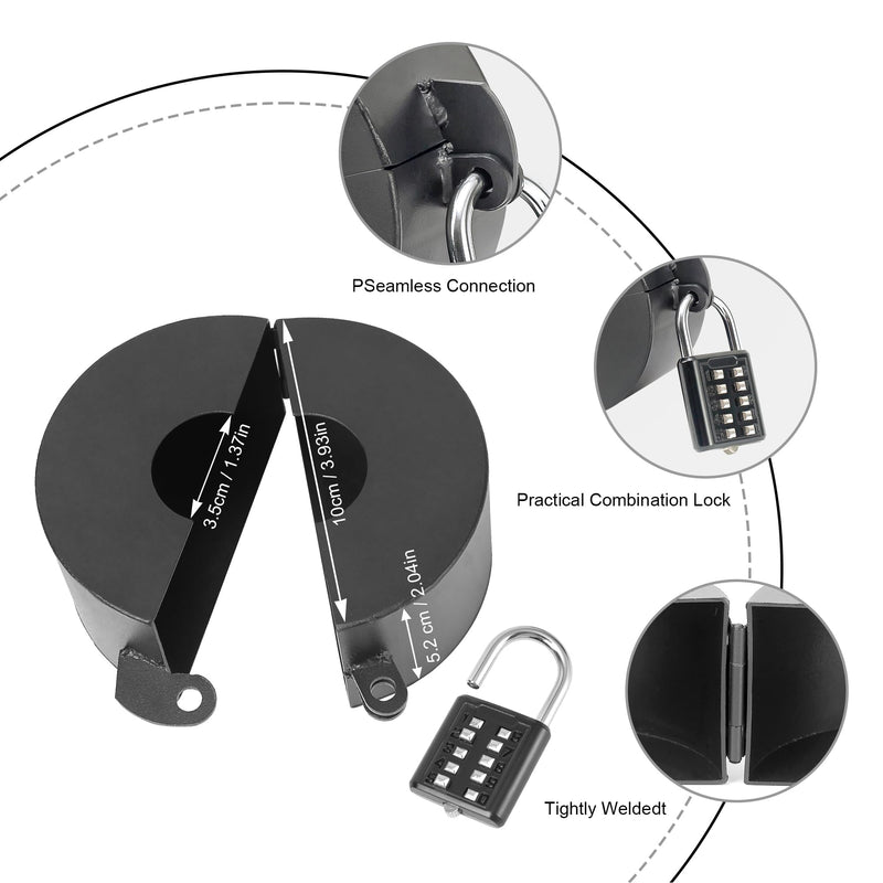 2 Pack Door Knob Lockout Device with Padlock,Temporary Door Handle Lock Cover for Dementia Patients/Child Proof, Outdoor Water Faucet Lock Cover - Black Black-2 Pack