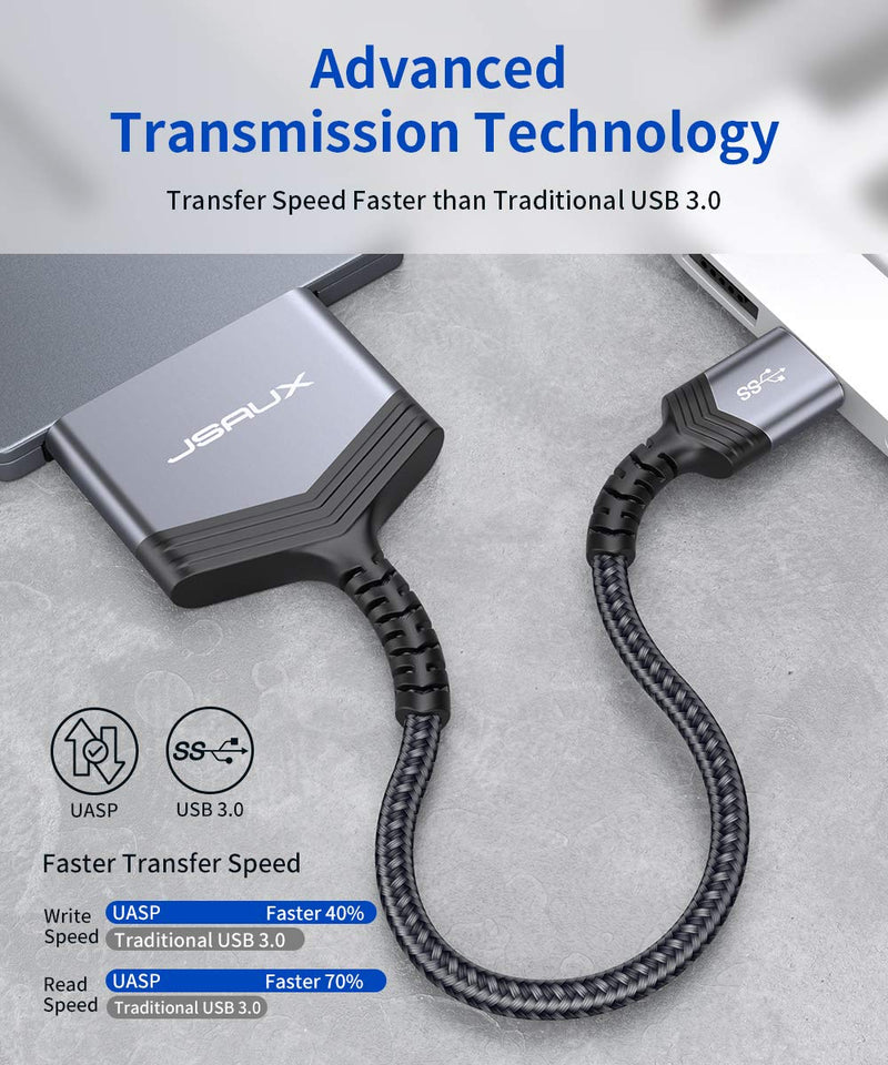  [AUSTRALIA] - JSAUX SATA to USB A Cable, USB A 3.0 to 2.5” SATA III Hard Drive Adapter Aluminum Shell Nylon Cord External Converter for SSD/HDD Data Transfer-Grey USB 3.0-SATA Grey