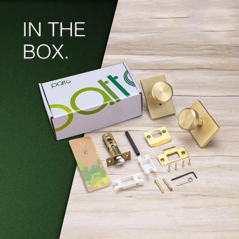 parro Gold Door Knob Interior for Bath & Bedroom, Bathroom Door Knob with Push Lock, Privacy Interior Door Handle with Lock Satin Brass