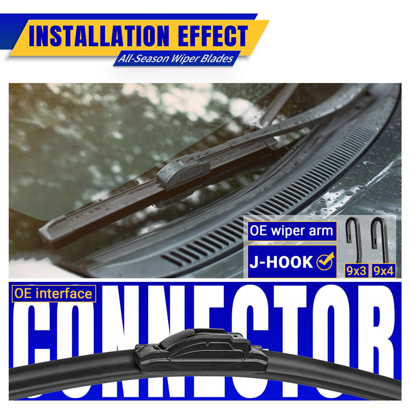 3 wipers Replacement for 2017-2021 2022 Honda CRV CR-V, Windshield Wiper Blades Original Equipment Replacement - 26"/17"/12" (Set of 3) U/J HOOK 26"/17"/12"