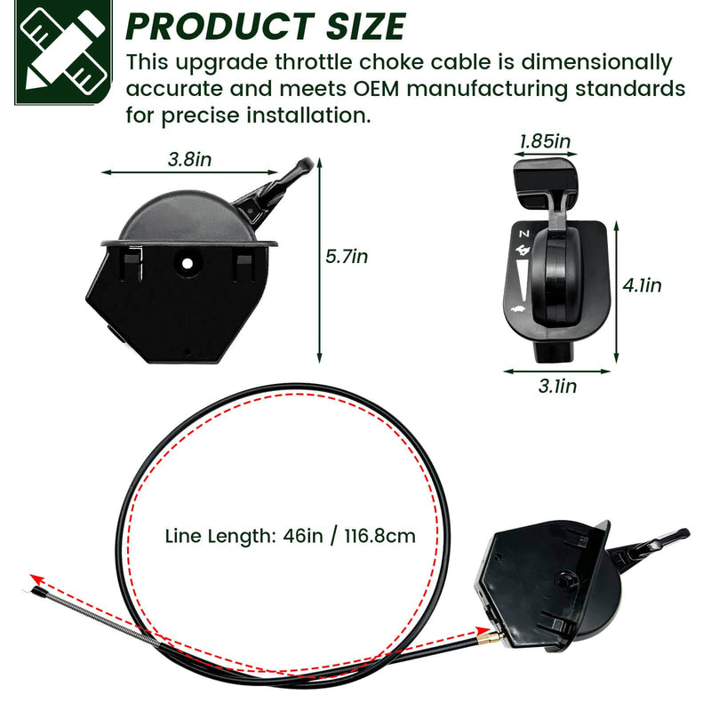 Upgraded 946-05098c Throttle Choke Cable Fit for Cub Cadet Craftsman MTD Lawn Tractor Throttle Cable Assembly XT1-LT46 LT50 GT54 XT2-LX46 ST54 LT54 GX54 Replace 946-05098a 946-05098b 746-05098a
