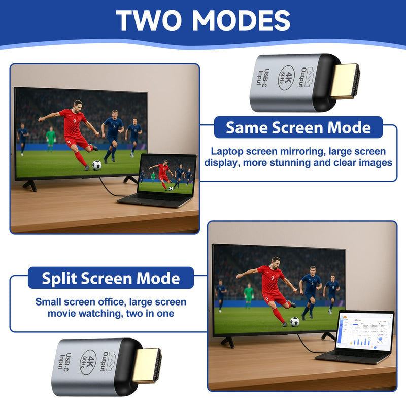 USB3.1 USB C Female to HDMI Male Adapter 4K@60Hz Display Converter | for TV Projector Tablet, Type C Female Source to HDMI Male