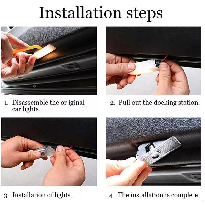 2PCS LED Car Door Logo Projector Lights for Chrysler 300 300C 300S 2005-present Ghost Shadow Light Laser Courtesy Step Lights Puddle Lamp Accessories (White) WHITE