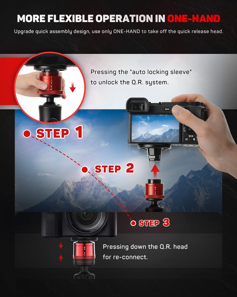 IFOOTAGE Cobra 3 Base Aluminum Desktop Mini Tripod for Camera | Tabletop Small Tripod with 1/4" & 3/8" Screws Compatible with Sony Nikon Canon DSLR Cameras, Payload 17.64lbs CB3 BASE