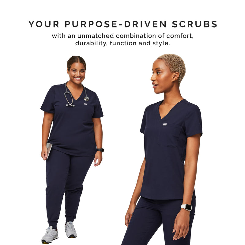 FIGS Catarina One-Pocket Scrub Top for Women — Navy Blue, M