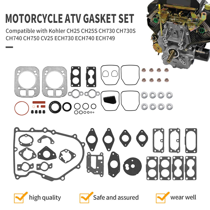  [AUSTRALIA] - 24-755-207-S Gasket Kit Compatible with Kohler CH25, CH730, CH730S, CH740, CH750, CV25, ECH730, ECH740, ECH749