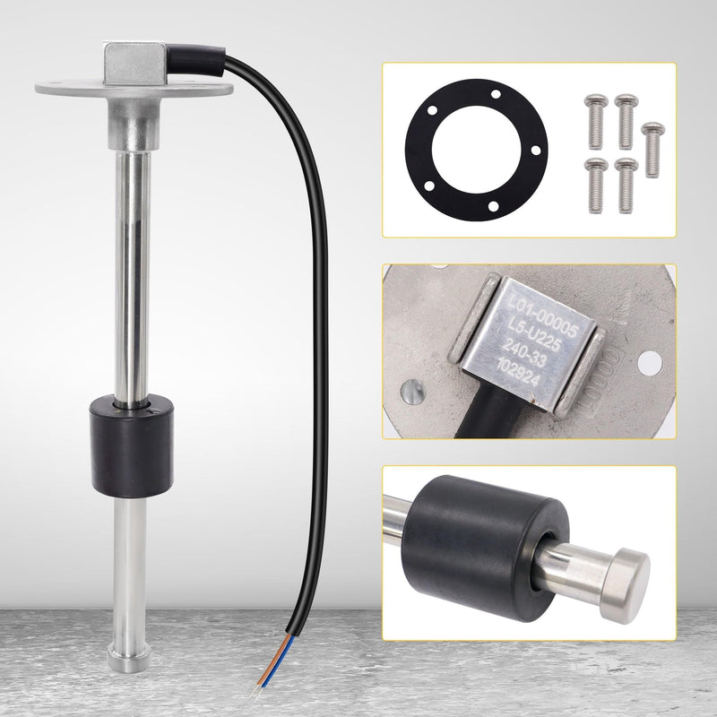 240-33 ohms 9"(225mm) Fuel Sending Unit Marine Boat Gas Tank Sender Fuel Gauge Sending Unit Sensor for Truck Car Fuel Water Level Gauge Sensor Stainless Steel Fuel Gas Tank Sender 240-33 ohms 9"(225mm)