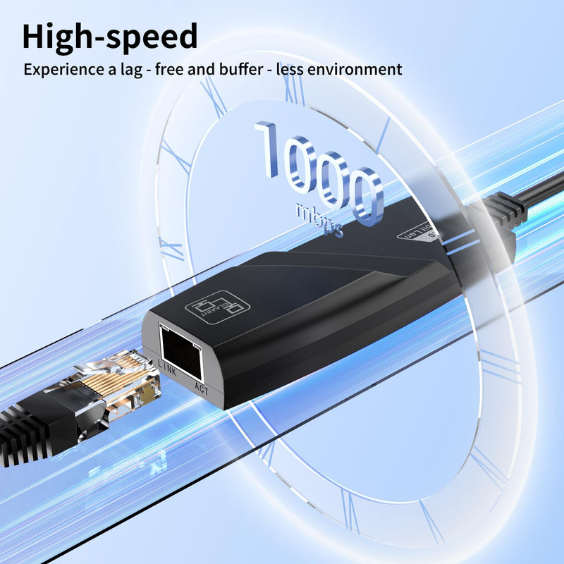 USB to Ethernet Adapter, Driver Free USB 3.0 to Gigabit Ethernet LAN Network, 100/1000 Mbps RJ45 Internet Adapter Compatible with Laptop, MacBook, Surface, PC with Windows, XP, Mac/Linux