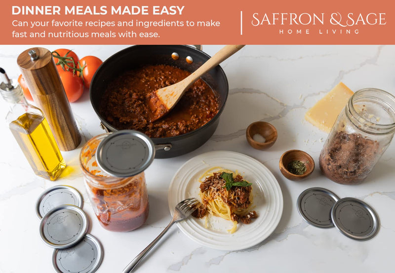 Saffron & Sage Canning Lids Regular Mouth - 120 Count Quality Universal Lids for Ball, Kerr Mason Jars - Good Sealing Performance for a Tight Seal, Food Grade, Rust Proof, and Thick to Prevent Warping 70mm