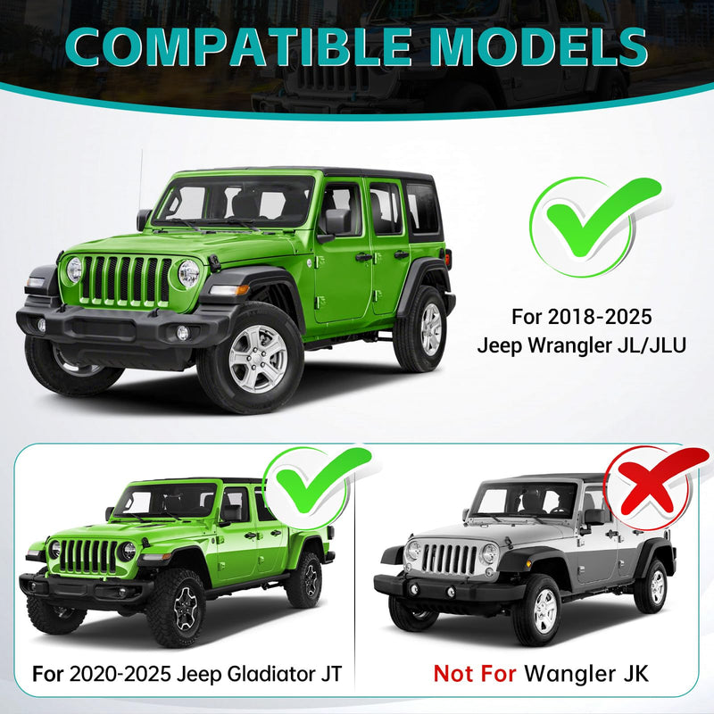3PCS Center Console Organizer Combo Kit Compatible with 2018-2025 Jeep Wangler JL JLU 4XE Rubicon Sahara & Gladiator JT Accessories, Insert/Hanging Armrest Storage Box & Gear Shift Side Tray