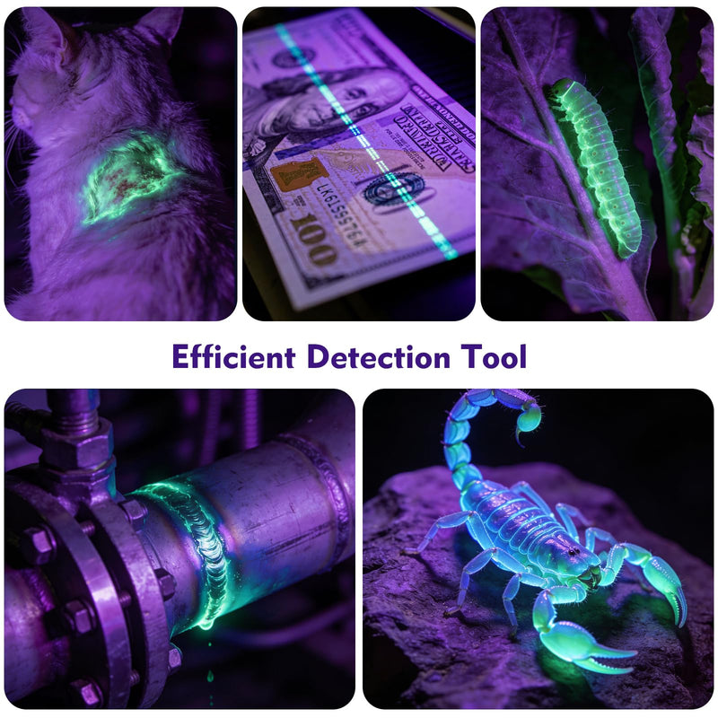 ULTRAFIRE 395nm UV Flashlight Rechargeable Black Light Flashlight for Pet Urine Stain Detection, Finding Scorpion, House Cleaning and Resin Curing 502BX-395