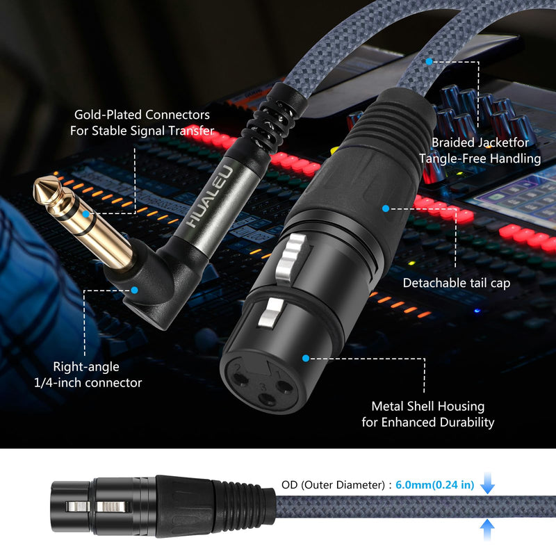 16FT Right Angle 1/4 TRS Male to 3Pin XLR Female Microphone Cable,6.35mm TRS to XLR Female-2Pack 16Feet