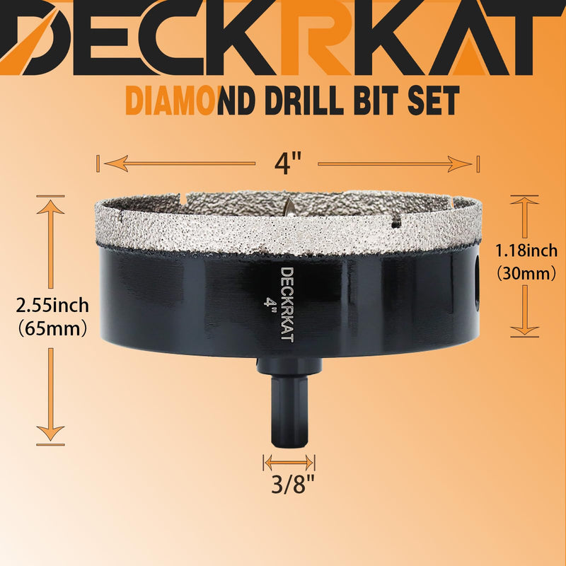 4 inch Diamond Hole-Saw Bits with Pilot Drill Bit -4" Diamond Tipped Tile Hole Saws with Guiding Bit Accurate Drilling for Porcelain Tile Ceramic Pottery Granite Stone Glass Bottles 102mm. 4”