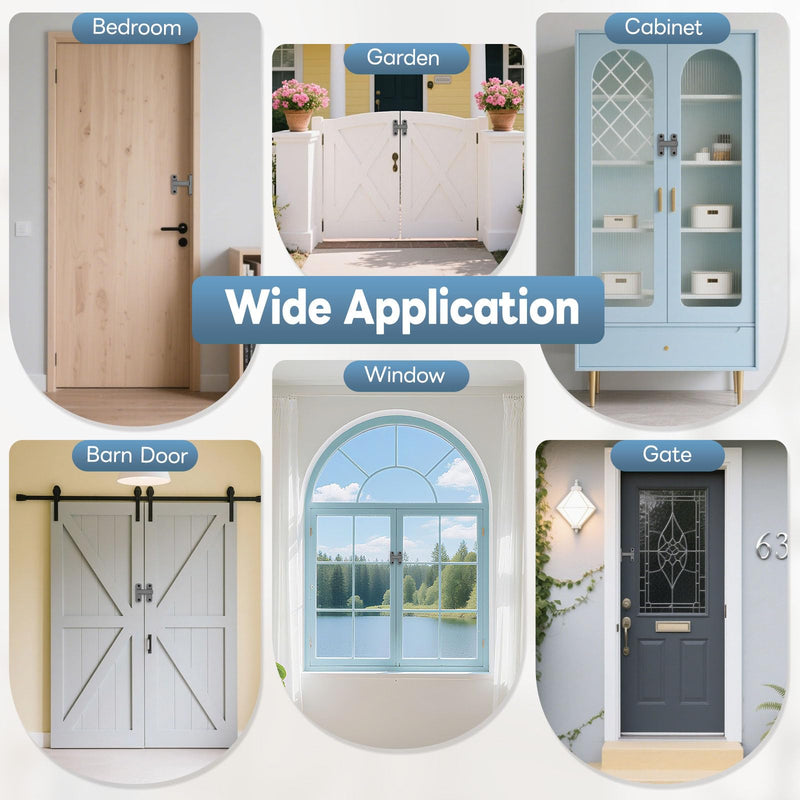 90/180 Degree Sliding Barn Door Lock, Adjustable Zinc Alloy Security Door Locks and Latches for Closets, Windows, Liquor Cabinets, Garden/Fence/Shed/Wooden Gate (Grey-2PCS) Grey-2PCS