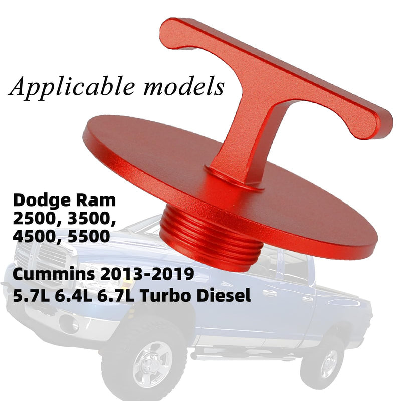 Aluminum Alloy Oil Filter Plug tool, for Dodge Ram 2500, 3500, 4500, 5500 Cummins Turbo Diesel 5.7L 5.9L 6.4L 6.7L MO285 05083285AA Oil Filter Cap Off Tool-car accessories-oil Filter Removal tool red