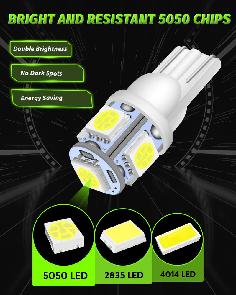 Alopee 30 Pack 194 Led Bulb White 6500K T10 Led Light Bulbs 5SMD 5050 Chips 2825 168 158 501 W5W Automotive Replacement for Car Dome Map Door Courtesy Trunk Light DC 12V
