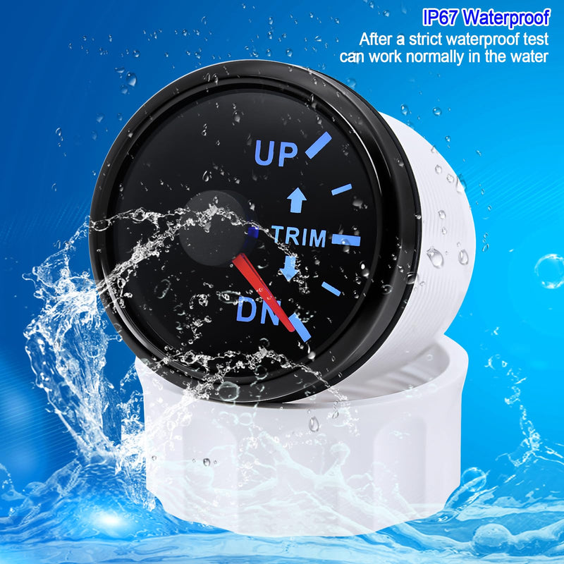 ARTILAURA Trim Gauge Meter 0-190ohms 7 Color UP-DN in Outboard Engine 52mm 2-1/6"for Yacht Boat Marine（Black） Black