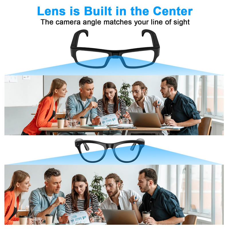 Camera Glasses Wearable HD 1080P Video Smart Glasses Outdoor Sport Action Recording Glass Camera for Cycling, Driving, Hunting, Hiking, Fishing