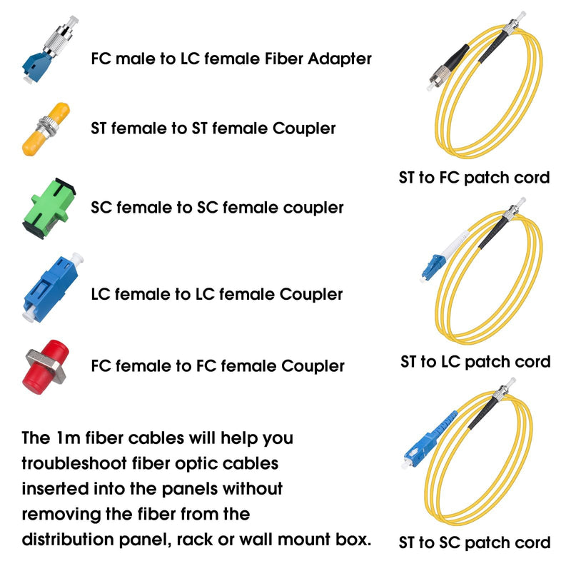 Fiber Optical Cable Troubleshoot Kit Visual Fault Locator | with VFL-10, FC to LC Adapter, LC, SC, ST, FC Coupler and 3 Short Patch Cords,Testing Both Singlemode and Multimode Cables, VFL-10 kit