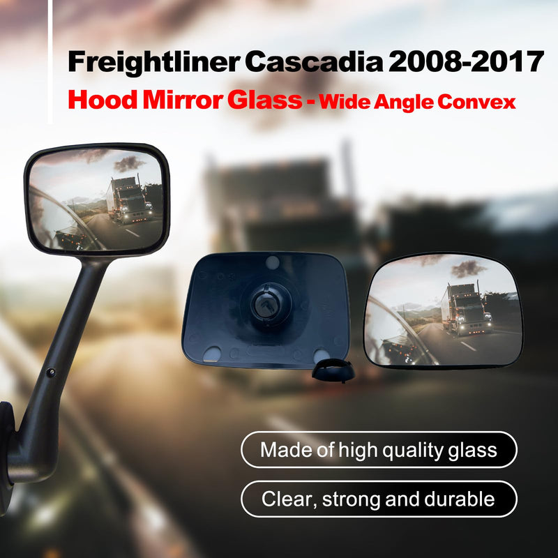 SPLENDID Replacement Hood Mirror Glass for 2008-2017 Freightliner Cascadia, Wide Angle Convex Glass, High Reflective, Driver/Passenger Side (OEM: TL28729) Convex Hood Mirror