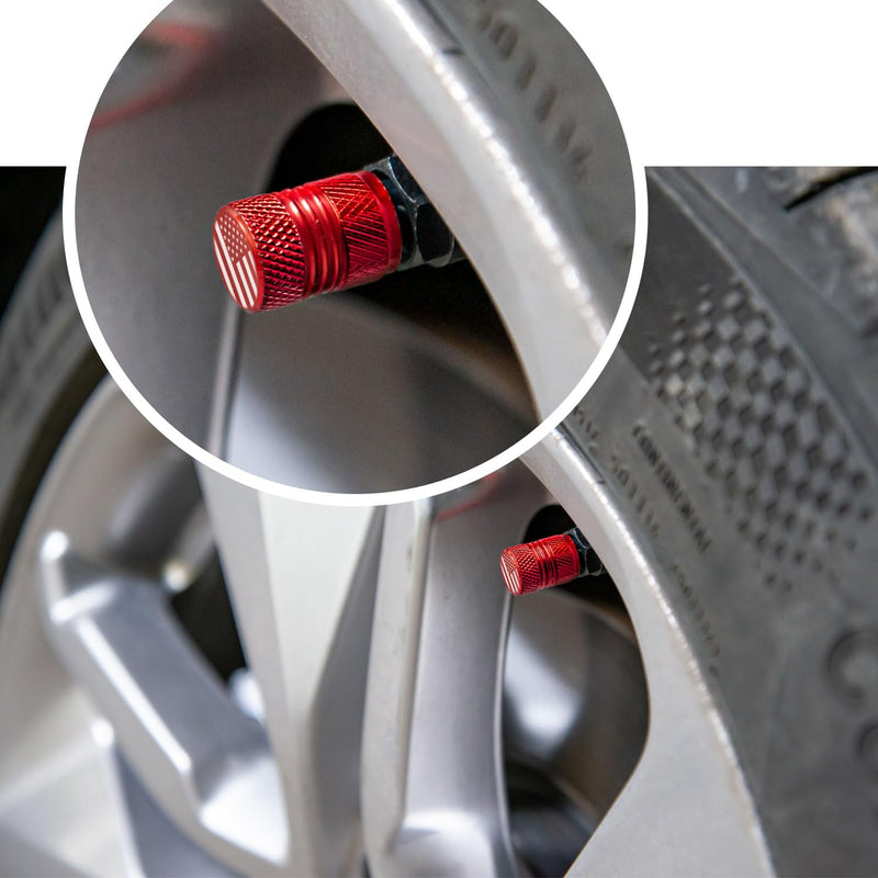 Tire Valve Stem Caps - 4 Pack Anti-Corrosion Premium Anodized Alloy Tyre Air Valve Caps Universal for Car SUV Bike Red