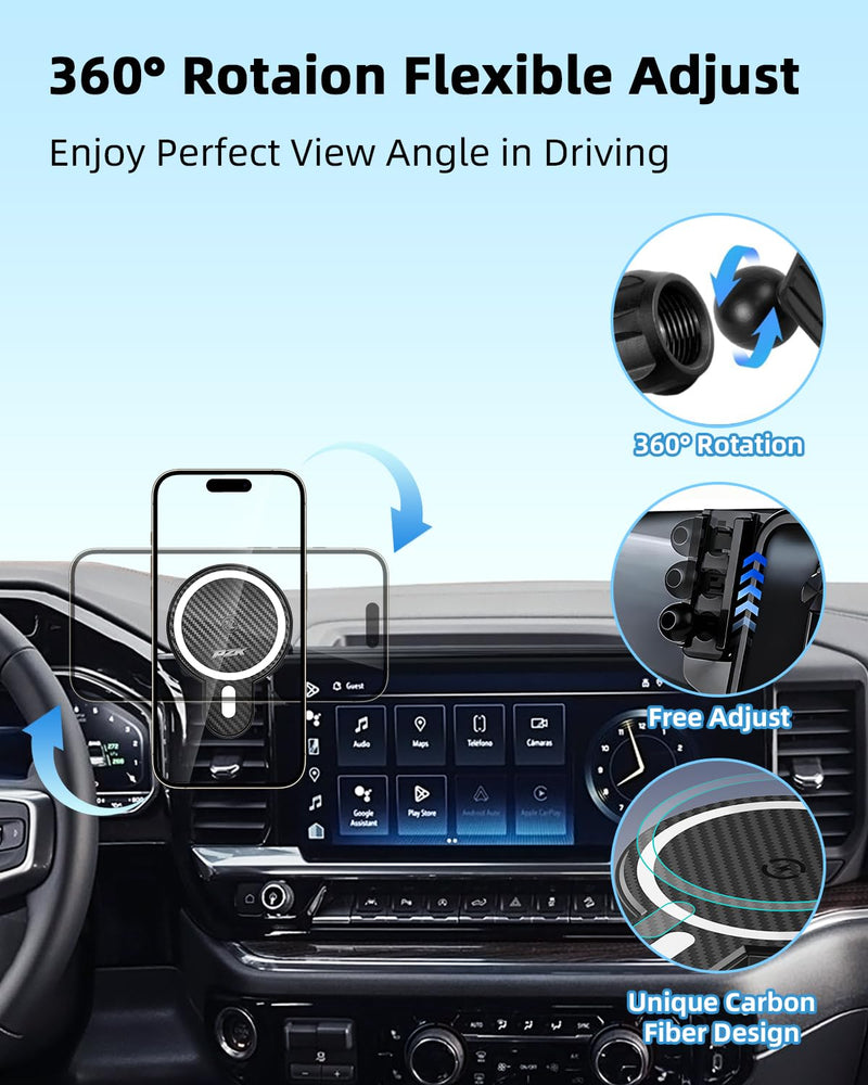 PZK Car Phone Holder for 2022-2026 Chevy Silverado/GMC Sierra 13.4'' Screen | Chevy Magnetic 15W Fast Wireless Charger 360° Magnetic Car Phone Mount LT/RST/ZR2/LTZ/LT Trail Boss Accessories Silverado 1500 /GMC Sierra 1500 2022-2026