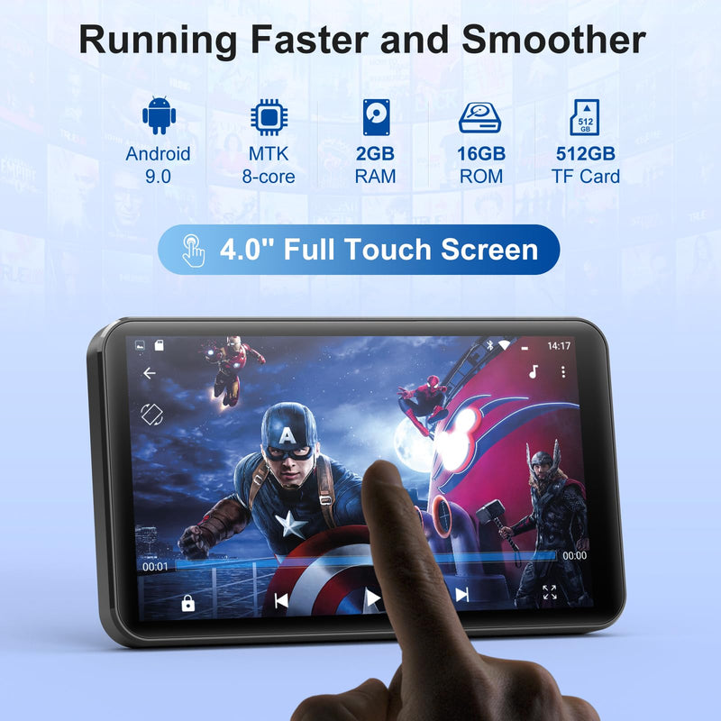 MECHEN Android MP3 Player 4" Touchscreen Bluetooth WiFi Gray | Android 9 OS, 2GB RAM+16GB ROM, Speaker, Spotify/Amazon Music/Audible, Google Play Store for Apps