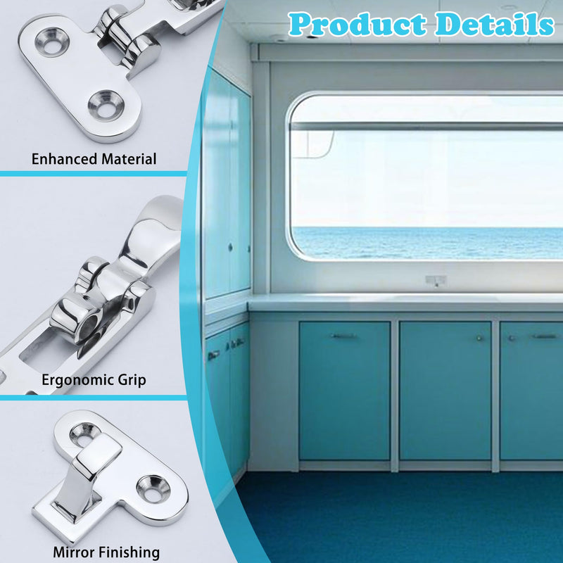 Marine Hatch Latch 316 Stainless Steel Boat Door & Hatch Anti-Rattle Boat Latches, Heavy-Duty Hold Down Clamp Latches - Yacht & Boat Hardware - Pack of 1/2/4 Pack of 2