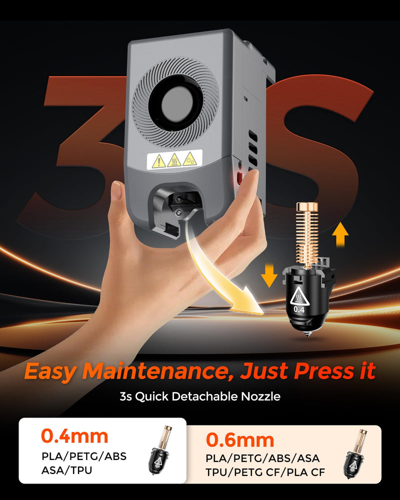 Original FLASHFORGE Adventurer 5M 0.4mm 280℃ Quick-Detachable Nozzle | 32mm³/s Large Flow,High Temp & Fast Speed Printing,3D Printer Extruders Hardess Steel Nozzle,Fit AD5M and Adventurer 5M Pro