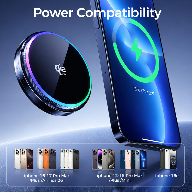 Custom Fit Qi2.2 25W Magnetic Wireless Car Charger Mount for 2026 Toyota RAV4 (10.5in) [Upgraded Cooling Fan Fast Charging Phone Holder],For MagSafe Compatible,Dashboard Phone Mount,Car Accessories