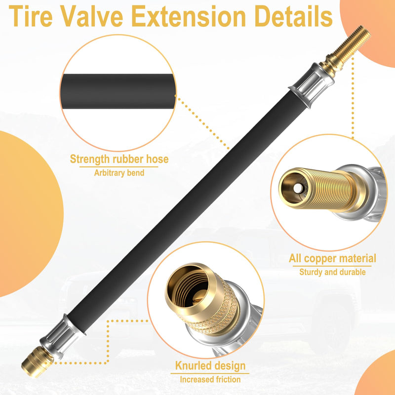 Tire Valve Extension, 8.25 Inch Flexible Tire Valve Extenders, 90 Degree Schrader Valve Adapter, Tire Valve Stem Extension, Universal Flexible Tire Valve for Cars Rv Truck Motorcycle Bike Scooter 1 PCS