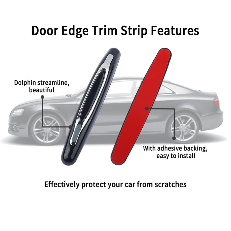 4PCS Car Door Edge Guards,Anti-Scratch Car Door Protector Trim Strip with Self Adhesive for Car Decor,Universal Exterior Car Accessories Door Guards for Cars Trucks SUVs (Black) Black