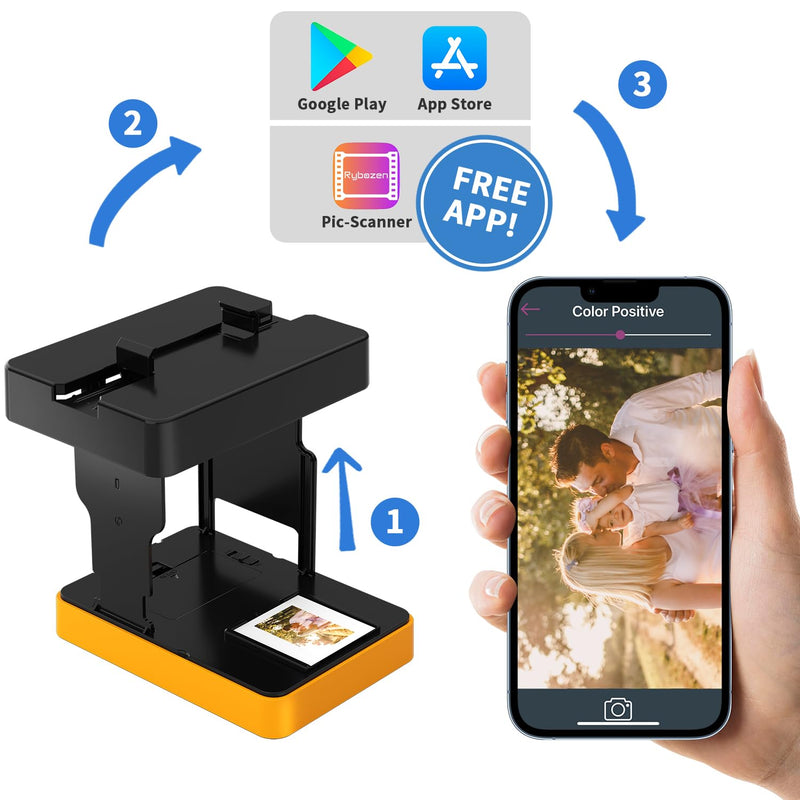 DigitConvert 35mm Mobile Film and Slide Scanner Converts Slides to Digital | Digitize 35mm old slides and negatives via smartphone. Battery-powered, portable film viewer for old photos