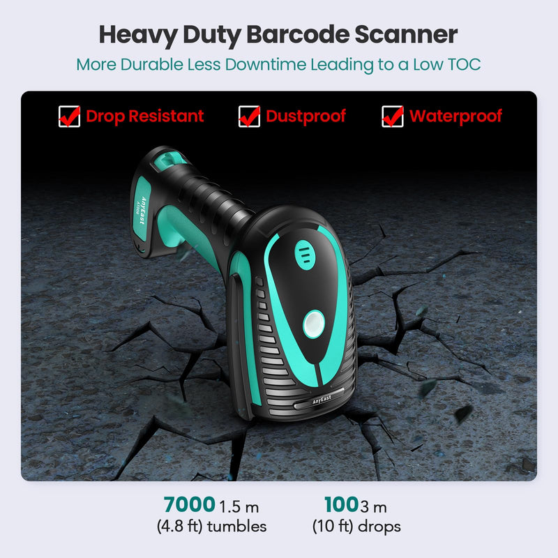 Wireless Barcode Scanner with Stand, Industrial 1D 2D QR Bluetooth Barcode Scanner with Drop Resistant Dustproof Waterproof,USB Bar Code Reader Scanner for Android, iOS, Windows Black