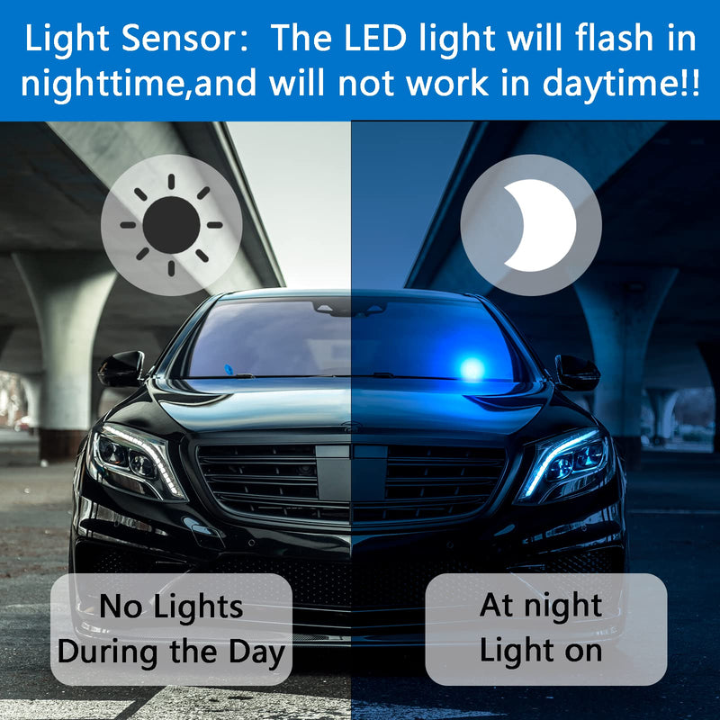 Fake Car Alarm, Dummy Car Alarm,(Batteries Included) Red LED Light Simulate Imitation Security System, Warning Anti-Theft Flash Blinking Lamp,Blue Light (Light-Sensing-Blue Light-1 Pack) Light-Sensing-Blue Light-1 Pack