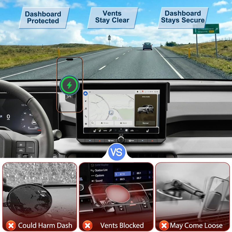 15W Fast Wireless Charger Car Phone Holder for 2026 Toyota RAV4 10.5-inch Touchscreen (LE/SE/XLE Premium/Woodland), 360° Rotation Phone Mount Compatible with MagSafe, 2026 Toyota RAV4 Accessories for 2026 RAV4 10.5-Inch 15W Wireless Charging