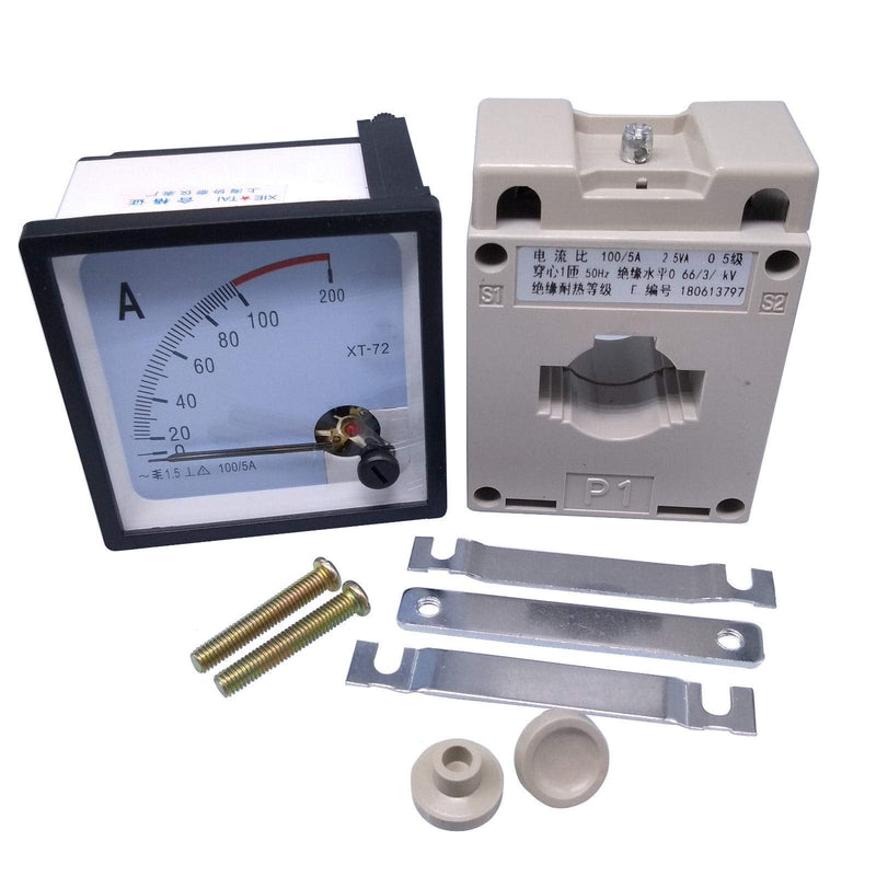 AC 0~100A Analog AMP Current Panel Meter Ammeter XT-72 and Current Transformer
