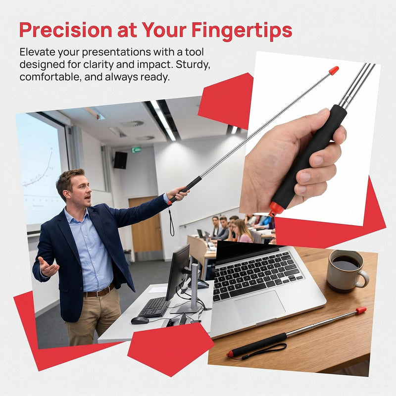 Extendable Pointer Stick 47in Presentation Teacher Classroom Long Retractable Telescoping for School Office Tour Guides Teaching Finger Hand Whiteboard Teacher Gifts Stuff Supplies Must Haves