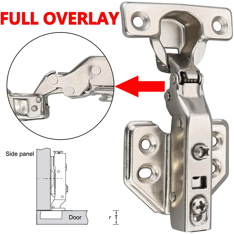 26mm Mini Cup Soft Close Hinge for Thin Door Full Overlay Concealed Cabinet Hinge with Screws Nickel Finish 4 Pcs 4 Pieces