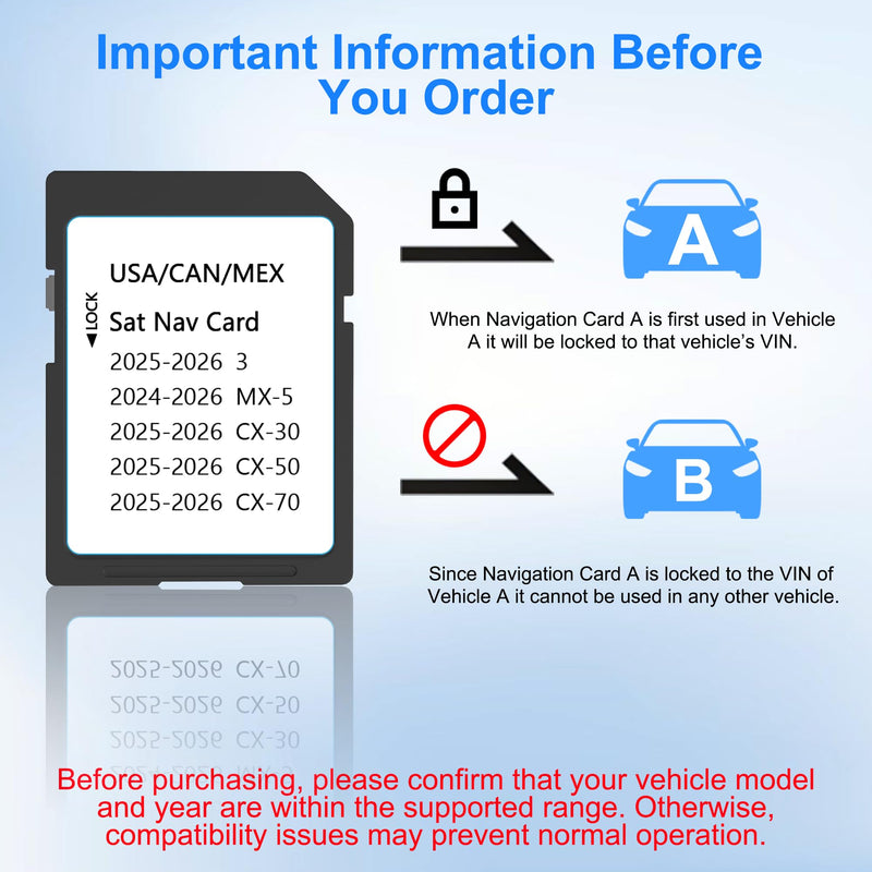 2025-2026 Latest Navigation SD Card - KR9D66EZ1B, Compatible with Mazda 2025 2026 CX-50/3/CX-30/CX-70, 2024-2026 MX-5, Mazda SD Navigation Card for USA Canada Mexico Offline Maps