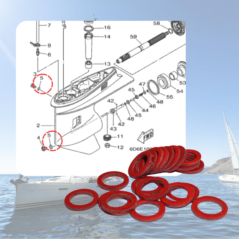 Boat Marine 90430-08020-00 Lower Unit Oil Drain Plug Gasket Seal for Yamaha 2 and 4 Stroke All Outboard Motors Replace 90430-08003-00 Sierra 18-4698