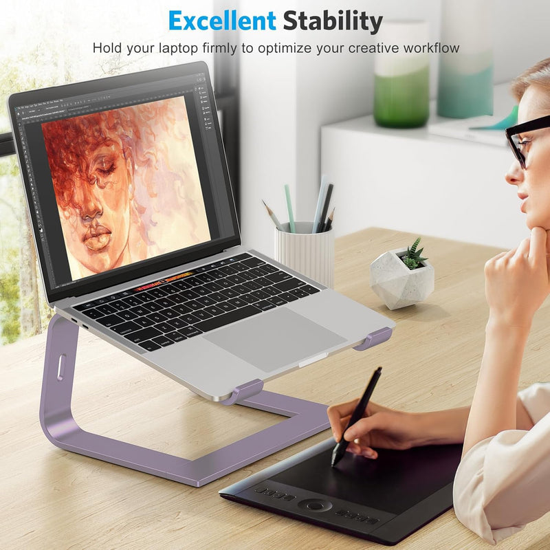OMOTON Detachable Laptop Stand, Aluminum Mount for Desk, Compatible With MacBook Air/Pro, Dell, HP and All Laptops (11-16 Inch), Purple