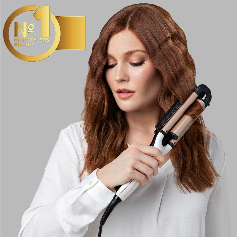  [AUSTRALIA] - Remington PROluxe 4-in-1 Hair Waver, Creates 4 different Wavy Styles (Adjustable Barrel, OPTIheat Technology Long-Lasting Results, PRO+ 185°C Healthier Styling, 30 Second Heat Up, 150°C-210°C) CI91AW Single