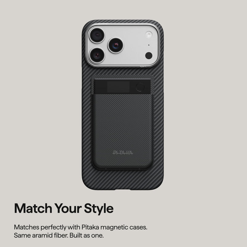 PITAKA Magnetic Carrying Case for Plaud Note & Note Pro, Aramid, Black/Grey | Ultra Slim Sleeve for Plaud Note & Note Pro, Compatible with MagSafe, Aramid Fiber Woven,Sliky Texture Black/Grey(Plain)