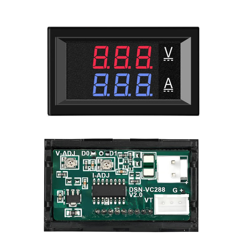 HaoDuoQian Dual Display Volt Amp Meter，2Pcs DC 4.5-100V Digital Voltmeter Ammeter Multimeter Panel LED Digital Current Meter 0-50A LED Display Voltage Gauge Measurement Meters with Shunt