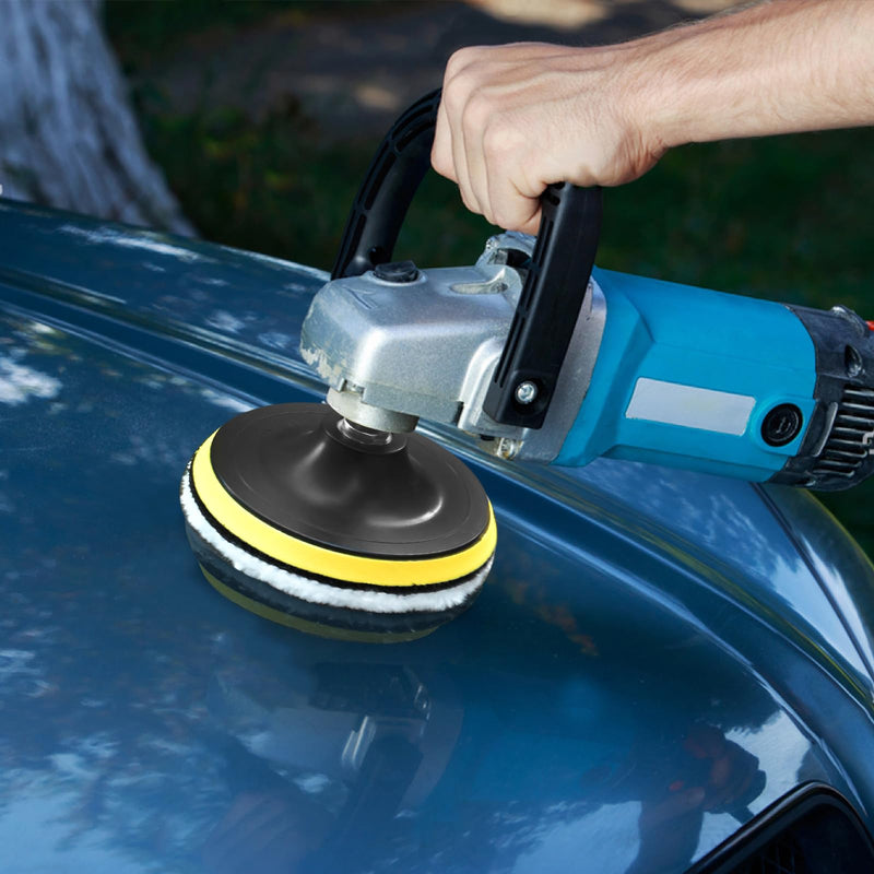 7 Pcs 3 Inch (80 mm) Wool Buffing Polishing Pad Car Polisher Buffer Drill Attachment with M10 Drill Adapter 3Inch-7Pcs