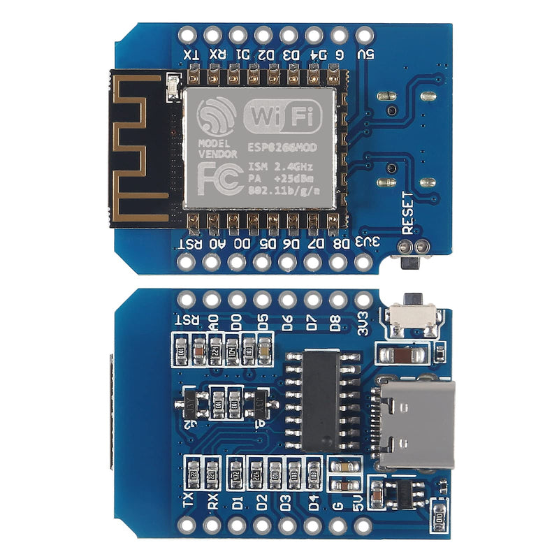 AITRIP 10pcs Development Board D1 Mini Type-C USB NodeMcu Mini Wireless D1 Module for ESP8266 ESP-12F 4M Bytes WLAN WiFi Internet Development Board Compatible with Arduino 10PCS D1 MINI TYPE-C