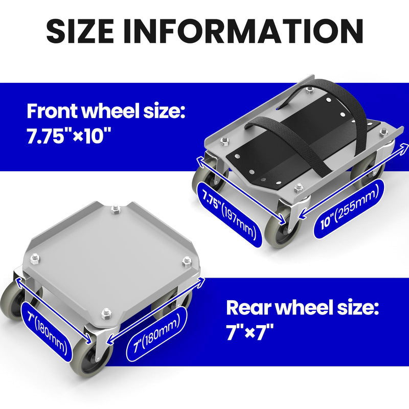 Snowmobile Dolly Sets Heavy Duty V-Slide with 3" PP/TPR Swivel Casters and Rubber Pad Protecting Skis 1500 lbs Capacity(Gray) Gray